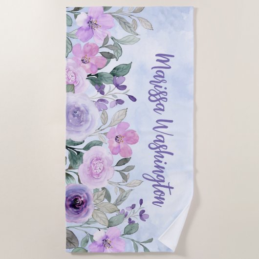 Roze, dunne, moderne cocktailwilde bloem elegant strandlaken (Voorkant)