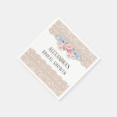 Roze Dusty Blue Floral  Lace Vrijgezellenfeest Servet (Hoek)