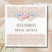 Roze Dusty Blue Floral  Lace Vrijgezellenfeest Servet