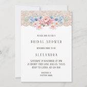 Roze Dusty Blue Romantic Floral Lace Vrijgezellenf Kaart (Voorkant)