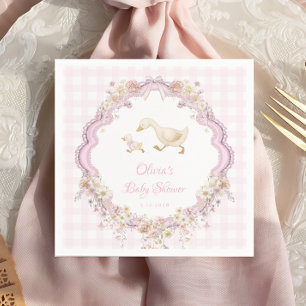 Roze Dwaas Gans Wilde Bloem Meisje Baby Shower Servet