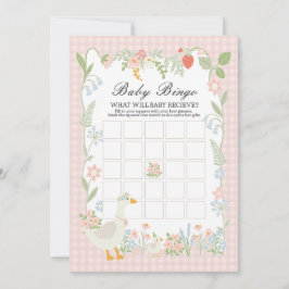 Roze Dwaas Ganzebloem Geruite Baby Bingo Spel Kaart