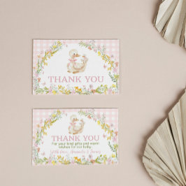 Roze Dwaas Ganzen Bloemige Baby Shower Bedankkaart Kaart