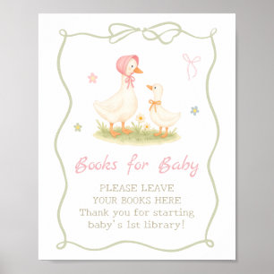 Roze Dwaze Gans Baby shower Boeken voor Baby Poster