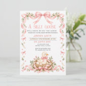 Roze Dwaze Gans Babyshower Uitnodiging (Staand voorkant)