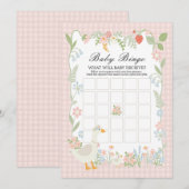 Roze Dwaze Gans Bloemen Gingham Baby Bingo Spel Kaart (Voorkant / Achterkant)