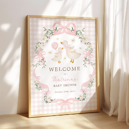Roze Dwaze Gans Coquette Strik Baby Shower Welkom Poster