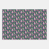 Roze dwergen en rendieren Waterverf Inpakpapier Vel (Voorkant)