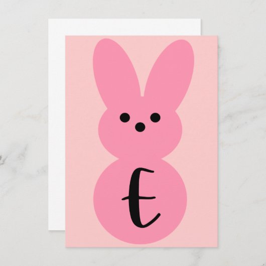 Roze "E" Bunny Shape Pasen Bunting Banner Kaart (Voorkant / Achterkant)