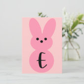 Roze "E" Bunny Shape Pasen Bunting Banner Kaart (Staand voorkant)