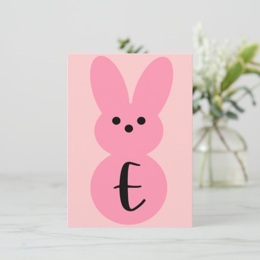 Roze "E" Bunny Shape Pasen Bunting Banner Kaart (Staand voorkant)