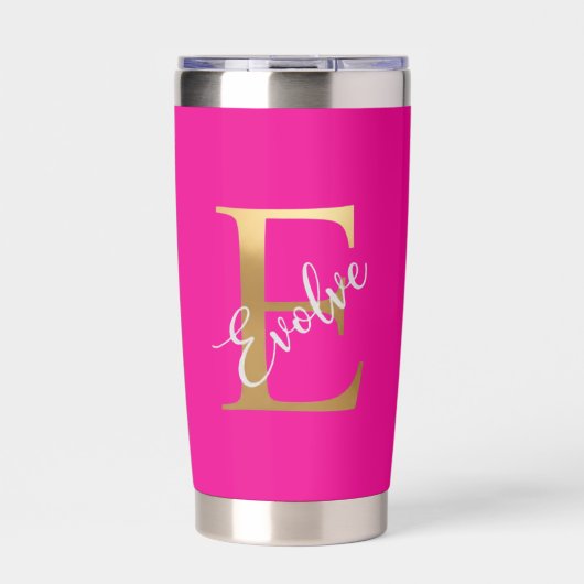 Roze E, Evolve Reisdrinkbeker Geïsoleerde Drinkbeker (Voorkant)