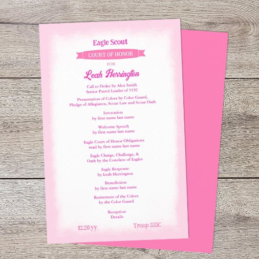 Roze Eagle Court of Honor Ceremonie Programma Flyer