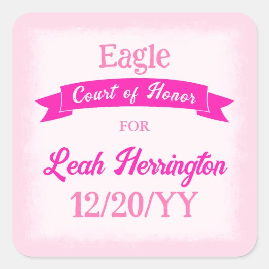 Roze Eagle Scout-feestgunststicker Vierkante Sticker (Voorkant)