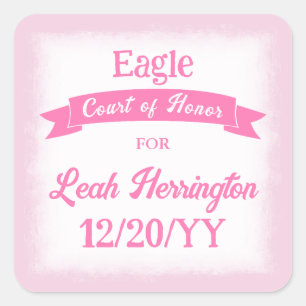 Roze Eagle Scout Prestatie Feest Favor Sticker