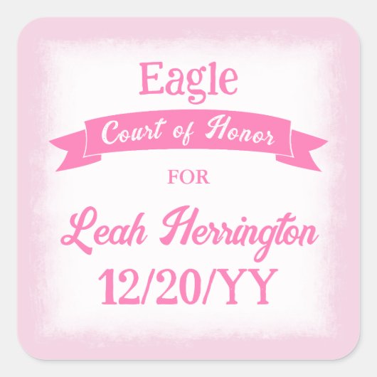 Roze Eagle Scout Prestatie Feest Favor Sticker (Voorkant)