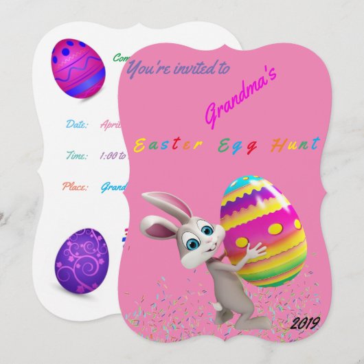 Roze Easter Egg Hunt w / Sprinkles Uitnodiging (Voorkant / Achterkant)