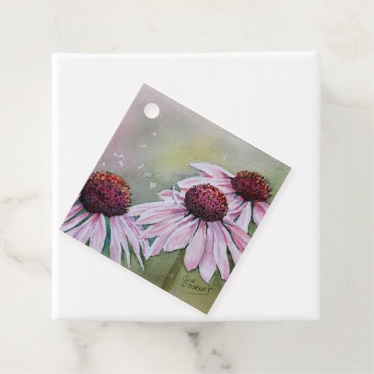 Roze Echinacea Daisies Bedankjes Labels (In situ)