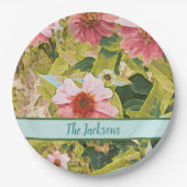 Roze Echinacea Groene Bladeren Naam Gepersonalisee Papieren Bordje (Voorkant)