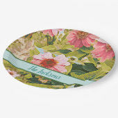 Roze Echinacea Groene Bladeren Naam Persoonlijk Papieren Bordje (Gekanteld)