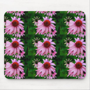 roze echinacea op groene mousepad muismat