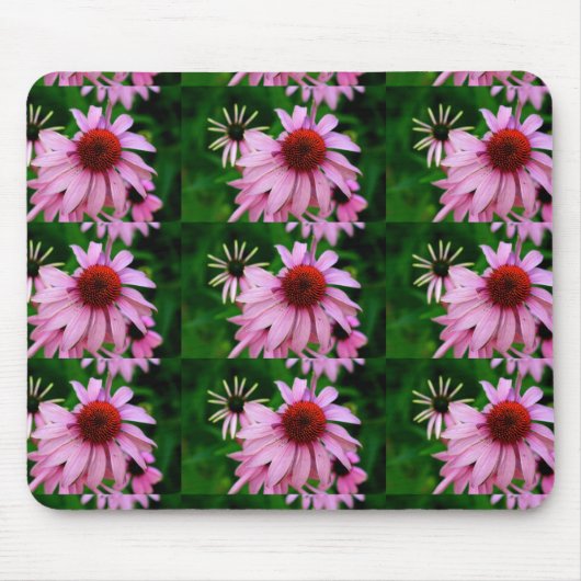 roze echinacea op groene mousepad muismat (Voorkant)