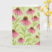 Roze Echinacea Watercolor Bloem Blank Kaart (Gele Bloem)