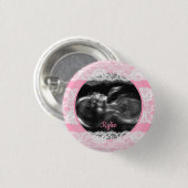 Roze echografie Baby shower Ronde Button 3,2 Cm (Voorkant /achterkant)