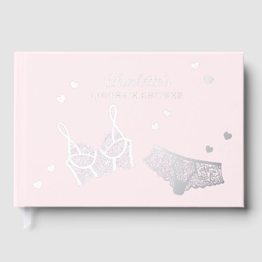 Roze Echte Folie Lingerie Douche Vrijgezellenfeest Gastenboek (Voorkant)