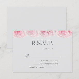Roze echte rozen bloemen Elegant grijs bruiloft RS Kaart