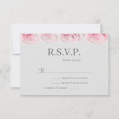 Roze echte rozen bloemen Elegant grijs trouw-RSVP Kaart (Voorkant)