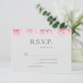 Roze echte rozen bloemen Elegant grijs trouw-RSVP Kaart (Staand voorkant)