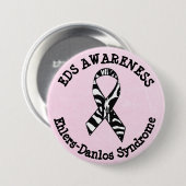 Roze EDS Awareness Ribbon Button (Voorkant /achterkant)