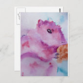 Roze eekhoorn briefkaart (Voorkant / Achterkant)