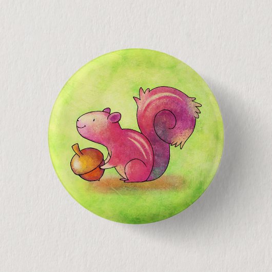Roze eekhoorn Button (Voorkant)
