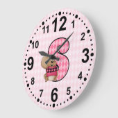 Roze eekhoorn en Letter S Argyle Patterned Girls Grote Klok (Hoek)