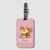 Roze eekhoorn gepersonaliseerd bagagelabel (Voorkant (verticaal))