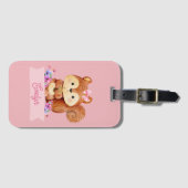Roze eekhoorn gepersonaliseerd bagagelabel (Voorkant (horizontaal))