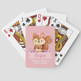Roze Eekhoorn Kids Gepersonaliseerde Dieren Match Pokerkaarten