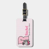 Roze eekhoorn Letter S Kinder Monogram Bagagelabel (Voorkant verticaal)