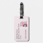 Roze eekhoorn Letter S Kinder Monogram Bagagelabel (Achterkant verticaal)