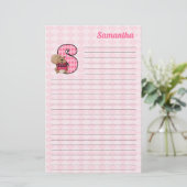Roze eekhoorn Mongram Letter S met daarop de naam Briefpapier (Staand voorkant)
