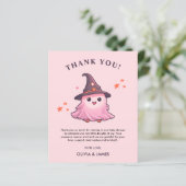 Roze Een beetje Boo Baby shower Dank u kaart (Staand voorkant)