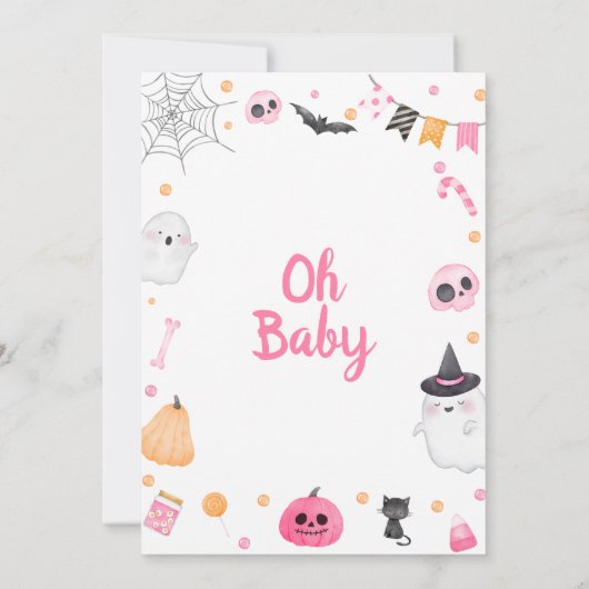 Roze een beetje Boo Baby shower Halloween Uitnodig Kaart (Achterkant)