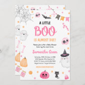 Roze een beetje Boo Baby shower Halloween Uitnodig Kaart (Voorkant / Achterkant)