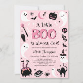 Roze Een beetje Boo Halloween Baby shower Kaart (Voorkant)