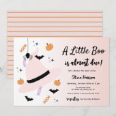 Roze een beetje boor Halloween Baby shower uitnodi Kaart (Voorkant / Achterkant)