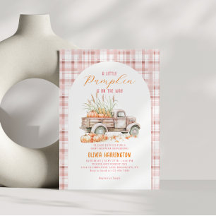 Roze Een beetje Pumpkin Truck Girl Baby shower Kaart