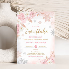 Roze een beetje sneeuwvlok Baby shower Kaart