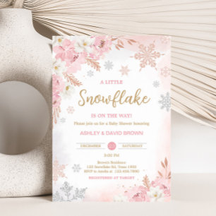 Roze een beetje sneeuwvlok Baby shower Kaart